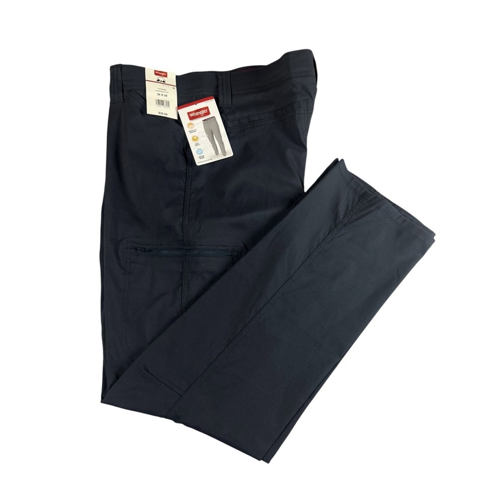WRANGLER Pants Mens 36x30 Performance Zip Cargo Straight Fit Gray UPF50 NWT